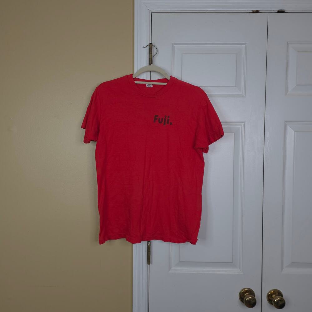Vintage 70s Fuji Bicycles Promo T-Shirt Hanes Orange Stripe Tag Single Stitch L